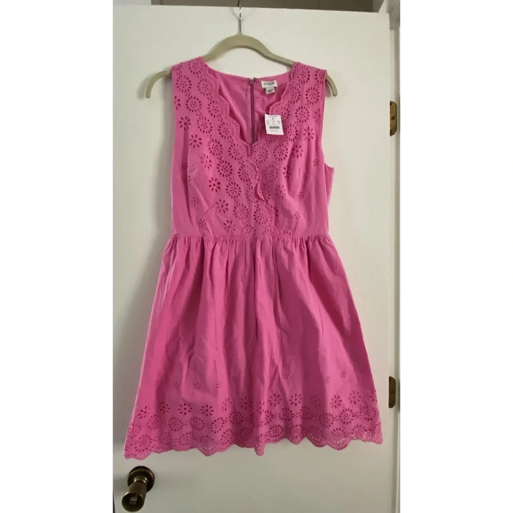 J. Crew Pink Eyelet Mini Dress